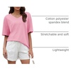 image:imageATHMILE Womens Oversized Shirts V Neck Plus Size Spring Workout Summer Tops Beach Vacation 2026 Gym Clothes Basic TeePink