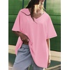 image:imageATHMILE Womens Oversized Shirts V Neck Plus Size Spring Workout Summer Tops Beach Vacation 2026 Gym Clothes Basic TeePink
