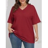 image:imageATHMILE Womens Oversized Shirts V Neck Plus Size Spring Workout Summer Tops Beach Vacation 2026 Gym Clothes Basic TeeRed