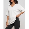 image:imageATHMILE Womens Oversized Shirts V Neck Plus Size Spring Workout Summer Tops Beach Vacation 2026 Gym Clothes Basic TeeWhite