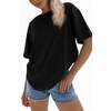 image:imageATHMILE Womens Oversized T Shirts Loose Fit Crewneck Short Sleeve Tops Summer Casual Blouse Y2K Basic Tee 2023Black