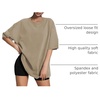 image:imageATHMILE Womens Oversized T Shirts Loose Fit Crewneck Short Sleeve Tops Summer Casual Blouse Y2K Basic Tee 2023Khaki