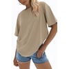 image:imageATHMILE Womens Oversized T Shirts Loose Fit Crewneck Short Sleeve Tops Summer Casual Blouse Y2K Basic Tee 2023Khaki