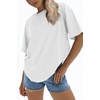 image:imageATHMILE Womens Oversized T Shirts Loose Fit Crewneck Short Sleeve Tops Summer Casual Blouse Y2K Basic Tee 2023White