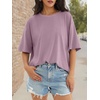 image:imageATHMILE Womens Oversized T Shirts Short Sleeve Workout Tops  Cotton Casual Loose Fit Basic Graphics Gym Summer Plus Size Fashion ClothesDarkpink