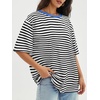 image:imageATHMILE Womens Oversized T Shirts Short Sleeve Workout Tops  Cotton Casual Loose Fit Basic Graphics Gym Summer Plus Size Fashion ClothesStriped Black  White