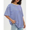 image:imageATHMILE Womens Oversized T Shirts Short Sleeve Workout Tops  Cotton Casual Loose Fit Basic Graphics Gym Summer Plus Size Fashion ClothesStriped Blue  White