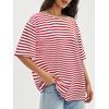 image:imageATHMILE Womens Oversized T Shirts Short Sleeve Workout Tops  Cotton Casual Loose Fit Basic Graphics Gym Summer Plus Size Fashion ClothesStriped Red  White