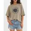 image:imageATHMILE Womens Oversized T Shirts Short Sleeve Workout Tops  Cotton Casual Loose Fit Basic Graphics Gym Summer Plus Size Fashion ClothesSunflower Print Khaki