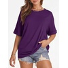 image:imageATHMILE Womens Oversized T Shirts Summer Tops Spring Casual Loose Fit Workout Short Sleeve 2026 Beach VacationDark Purple