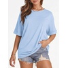 image:imageATHMILE Womens Oversized T Shirts Summer Tops Spring Casual Loose Fit Workout Short Sleeve 2026 Beach VacationIce Blue