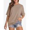 image:imageATHMILE Womens Oversized T Shirts Summer Tops Spring Casual Loose Fit Workout Short Sleeve 2026 Beach VacationKhaki
