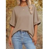 image:imageATHMILE Womens Oversized T Shirts Summer Tops Spring Casual Loose Fit Workout Short Sleeve 2026 Beach VacationKhaki