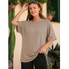 image:imageATHMILE Womens Oversized T Shirts Summer Tops Spring Casual Loose Fit Workout Short Sleeve 2026 Beach VacationKhaki