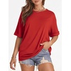 image:imageATHMILE Womens Oversized T Shirts Summer Tops Spring Casual Loose Fit Workout Short Sleeve 2026 Beach VacationRed