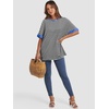image:imageATHMILE Womens Oversized T Shirts Summer Tops Spring Casual Loose Fit Workout Short Sleeve 2026 Beach VacationStriped Black  White
