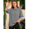 image:imageATHMILE Womens Oversized T Shirts Summer Tops Spring Casual Loose Fit Workout Short Sleeve 2026 Beach VacationStriped Black  White