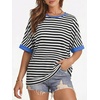 image:imageATHMILE Womens Oversized T Shirts Summer Tops Spring Casual Loose Fit Workout Short Sleeve 2026 Beach VacationStriped Black  White