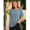 image:imageATHMILE Womens Oversized T Shirts Summer Tops Spring Casual Loose Fit Workout Short Sleeve 2026 Beach VacationStriped Pink  Green