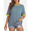 image:imageATHMILE Womens Oversized T Shirts Summer Tops Spring Casual Loose Fit Workout Short Sleeve 2026 Beach VacationStriped Pink  Green