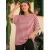 image:imageATHMILE Womens Oversized T Shirts Summer Tops Spring Casual Loose Fit Workout Short Sleeve 2026 Beach VacationStriped Red  White