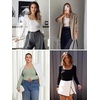 image:imageATHMILE Womens Scoop Neck Long Sleeve Tops Fashion Ribbed Knit Shirts Slim Fitted Casual Basic Tee T Shirt for Women 2026Abeige