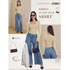 image:imageATHMILE Womens Scoop Neck Long Sleeve Tops Fashion Ribbed Knit Shirts Slim Fitted Casual Basic Tee T Shirt for Women 2026Abeige