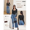image:imageATHMILE Womens Scoop Neck Long Sleeve Tops Fashion Ribbed Knit Shirts Slim Fitted Casual Basic Tee T Shirt for Women 2026Ablack