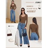 image:imageATHMILE Womens Scoop Neck Long Sleeve Tops Fashion Ribbed Knit Shirts Slim Fitted Casual Basic Tee T Shirt for Women 2026Abrown