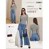 image:imageATHMILE Womens Scoop Neck Long Sleeve Tops Fashion Ribbed Knit Shirts Slim Fitted Casual Basic Tee T Shirt for Women 2026Agrey