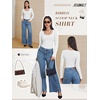 image:imageATHMILE Womens Scoop Neck Long Sleeve Tops Fashion Ribbed Knit Shirts Slim Fitted Casual Basic Tee T Shirt for Women 2026Awhite
