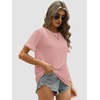 image:imageATHMILE Womens Short Sleeve Casual T Shirts Summer Ruffle Plain Round Neck Loose Fit Tee Blouse TopsPink