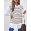 image:imageATHMILE Womens Short Sleeve Sweater Spring Summer Striped Teacher Round Neck Pullover Cap Sleeve Knit Cute Vest Tops 2026Brown