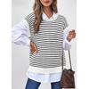 image:imageATHMILE Womens Short Sleeve Sweater Spring Summer Striped Teacher Round Neck Pullover Cap Sleeve Knit Cute Vest Tops 2026White