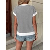 image:imageATHMILE Womens Short Sleeve Sweater Spring Summer Striped Teacher Round Neck Pullover Cap Sleeve Knit Cute Vest Tops 2026White