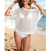 image:imageATHMILE Womens Short Sleeve Sweaters Scoop Neck Summer Beach Cover up Casual Crochet Hollow Out Knit Tops Pullover ShirtsWhite