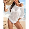 image:imageATHMILE Womens Short Sleeve Sweaters Scoop Neck Summer Beach Cover up Casual Crochet Hollow Out Knit Tops Pullover ShirtsWhite