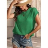 image:imageATHMILE Womens Spring Tops Summer Shirts Beach Vacation Crochet Cap Sleeve Knit Sweater Pullover Cute Fashion ClothesGreen