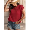 image:imageATHMILE Womens Spring Tops Summer Shirts Beach Vacation Crochet Cap Sleeve Knit Sweater Pullover Cute Fashion ClothesRed