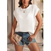 image:imageATHMILE Womens Spring Tops Summer Shirts Beach Vacation Crochet Cap Sleeve Knit Sweater Pullover Cute Fashion ClothesWhite
