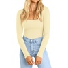image:imageATHMILE Womens Square Neck Long Sleeve Bodysuit Ribbed Slim Fitted TopsApricot