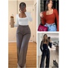 image:imageATHMILE Womens Square Neck Long Sleeve Bodysuit Ribbed Slim Fitted TopsCounty Blue