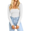 image:imageATHMILE Womens Square Neck Long Sleeve Bodysuit Ribbed Slim Fitted TopsWhite