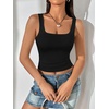 image:imageATHMILE Womens Square Neck Tank Top Sleeveless Double Lined Basic TopsBlack