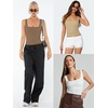 image:imageATHMILE Womens Square Neck Tank Top Sleeveless Double Lined Basic TopsBlack