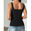 image:imageATHMILE Womens Square Neck Tank Top Sleeveless Double Lined Basic TopsBlack