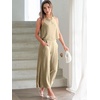 image:imageATHMILE Womens Summer 2 Piece Outfits Sleeveless Tank Crop Button Back Top Cropped Wide Leg Pants Set PocketsKhaki