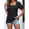 image:imageATHMILE Womens Summer Tops Square Neck Dressy Casual Blouses Ruffle Sleeve Cute Spring Beach Vacation CausalBlack