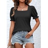 image:imageATHMILE Womens Summer Tops Square Neck Dressy Casual Blouses Ruffle Sleeve Cute Spring Beach Vacation CausalBlack