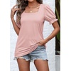 image:imageATHMILE Womens Summer Tops Square Neck Dressy Casual Blouses Ruffle Sleeve Cute Spring Beach Vacation CausalPinkstripe